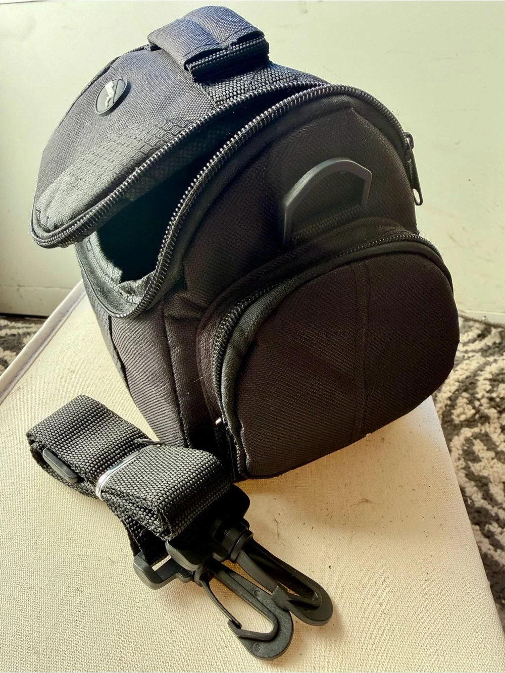Black Compact Camera Bag with Shoulder Strap